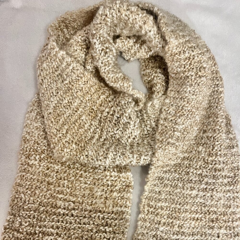 Hand Knitted Beige Scarf